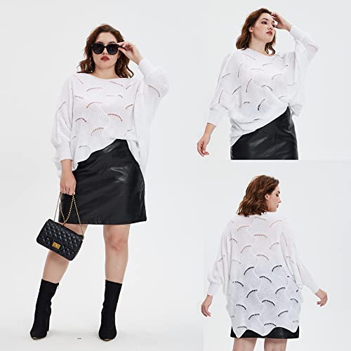 Image of RITERA Women Plus Size Soft-Touch Sweaters Casual Lightweight Crewneck Soft Knit Oversized Pullover Loose Fit Fall Jumper Top