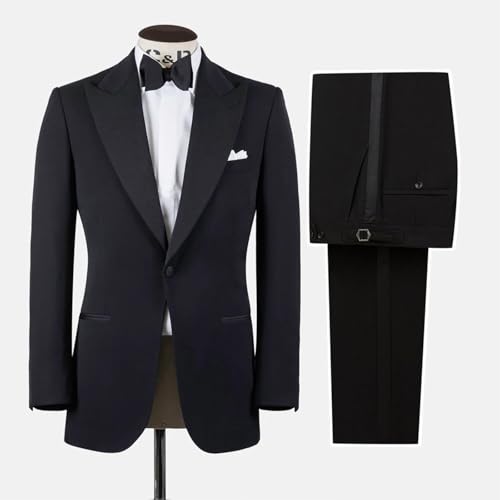 Men's Tuxedo Suit Slim Peaked Lapel Single Breasted Blazer Black Jacket Pants Set for Wedding，Business,Prom,Party2