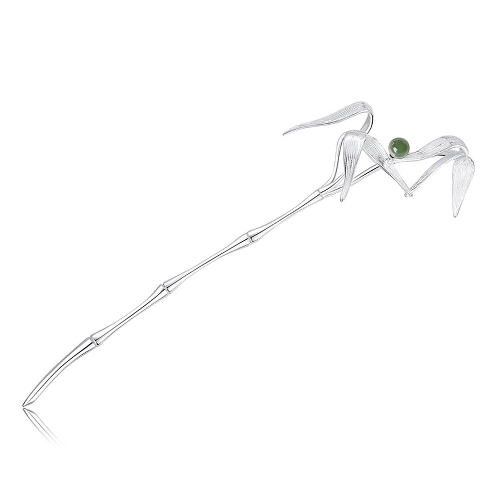 HBJWOV Hetian Biyu Leaf Full Body S925 Silver Step Shake Hairpin