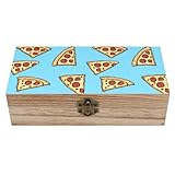 SMAZDFXX Caja de madera para guardar pizza italiana, caja de recuerdos vintage, organizador de joyas, cajas decorativas con tapas