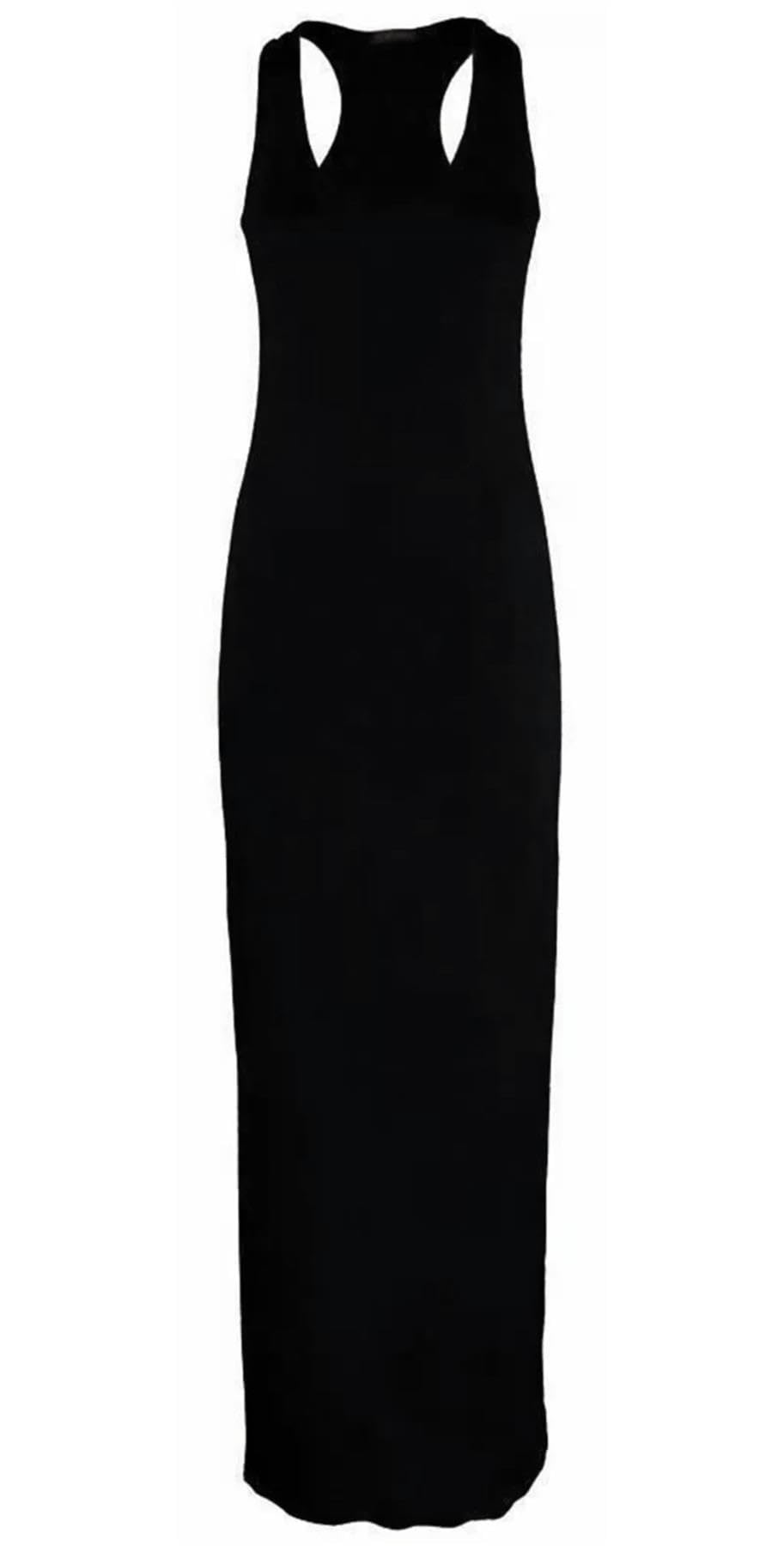 Real Life Fashion Ltd Women's Black New Plain Sleeveless Scoop Neck Racer Back Plus Size Long Jersey Summer Maxi Dress