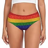 SEOCKA Rainbow Glitter Gay Pride Flag Women Underwear Briefs Stretch Women's Ladies Bikini Panties Comfort Underpants Cheeky Panties Gift For Girlfriend Mom Wife Medium