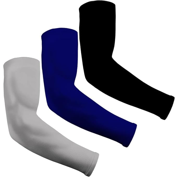 Image of INNERSTYLE Cotton Full Arm Sleeves Men Women for Summer UV Tan Protection Hand Shocks for Boys Hand Cover Arm Sleeve for Bike Riding Cycling, Black Grey Blue, Pair of 3
