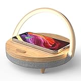 Night Light,ZEANEW 4 in 1 Touch Desk Lamp, Music Bedside Lamp with Wireless Charger, Portable Bluetooth Speaker,Adjustable Phone Holder Dimmable Wireless Charging Night Stand Lamps for Bedroom