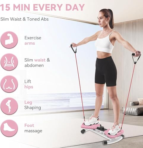 Einstellbare Taille Twister Maschine für Frauen & Männer - geräuschlos Ab Twister Board für Home Gym, 220 lbs Kapazität mit digitaler Anzeige zu verfolgen Zeit,und Kalorien verbrannt (Rosa)
