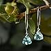 Handmade Dangle Earrings for Women - Aquamarine Blue Quartz Sterling Silver in Gift Box - Sparkly Blue Quartz Trillion - Lightweight Dangling - Trendy Long Dangly Drop Handcrafted