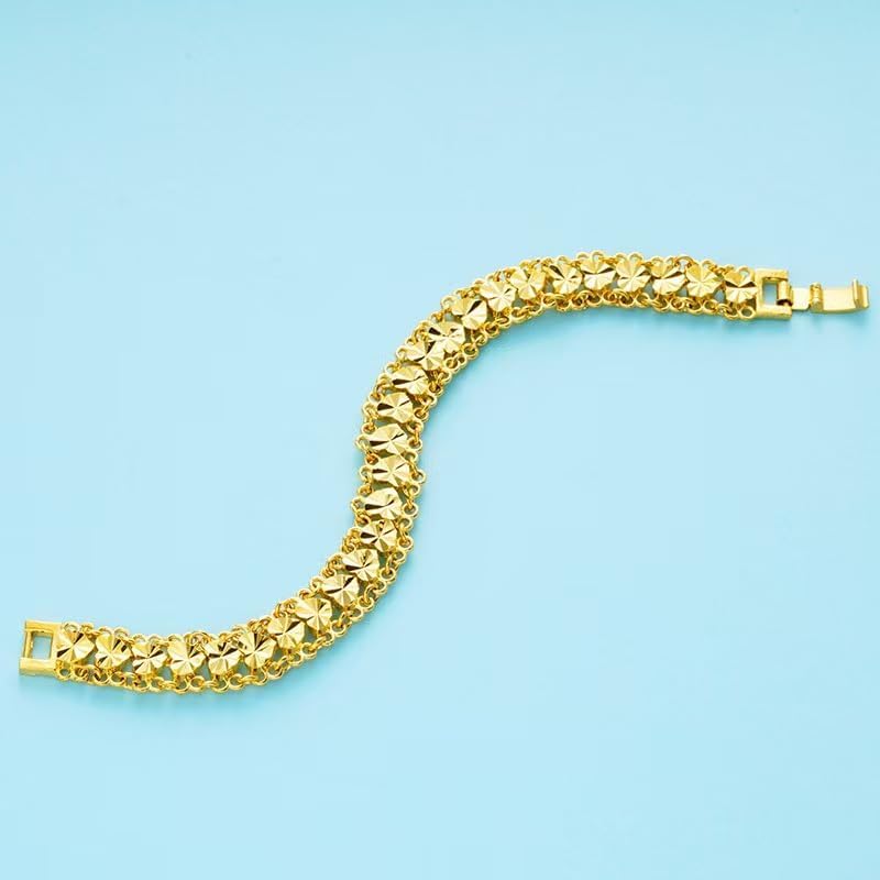 Gold bracelet, women's heart-shaped bracelet Cuban chain, fashionable jewelry women's wife gift mesh chain daughter surprise gift 18K gold