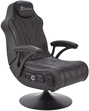 X-Rocker Monsoon RGB 4.1 Audio Gaming Chair with Neo Motion LED Lighting, Wireless Bluetooth Stereo Speakers Subwoofer & Vibration Video Games Seat, Black Faux Leather