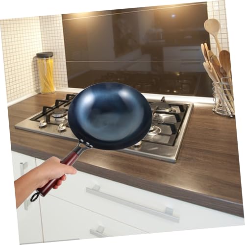 Wok de hierro antiadherente con mango de madera miniatura 4