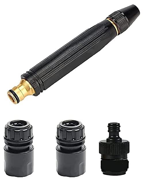 Image of Heavy Duty Brass High Presssure Nozzle Spray Gun with Multiple Water Mode Jet Hose Nozzle Pipe Ideal for Gardening, Bike,Car Wash,Window Cleaning (Black)