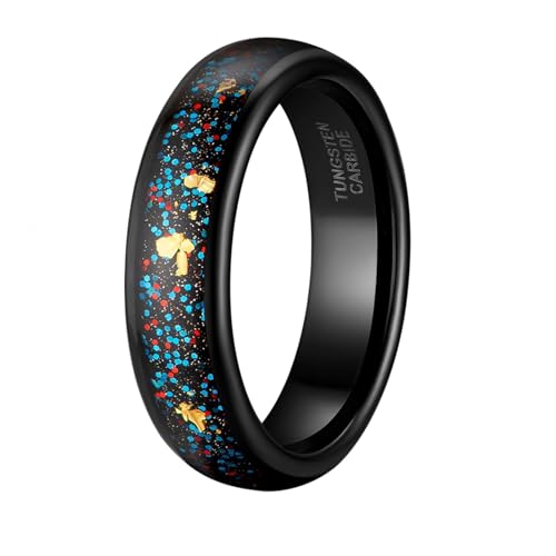 Bague en tungstène et feuille d'or, le cadeau de mariage idéal en taille 64