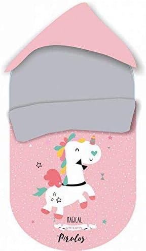 pirulos 39013219 – Group 0 Footmuff with Unicorn, Cotton, 51 x 64 cm, White and Strawberry