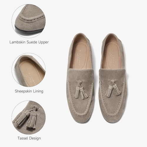 Image of BEAU TODAY Suede Tassel Loafers for Women, Slip On Flats Shoes Women Comfortable, Lightweight Ladies Loafers Shoes Dress Casual Business Driving Moccasins for Work