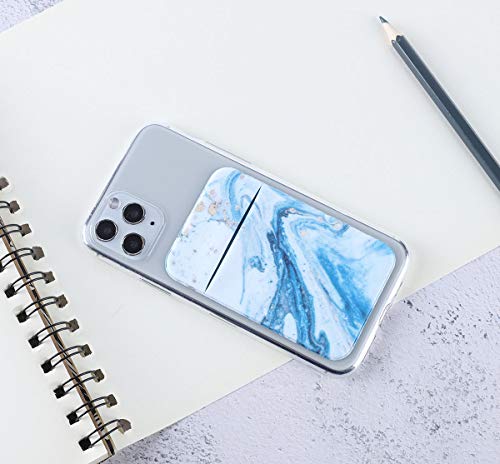 Fulgamo-2Pack-Phone-Wallet-Stick-onCell-Phone-Card-Holder-for-Back-of-PhonePhone-CaseCreditID-Card-Holder-Sticky-Wallet-for-Back-of-All-Smartphones-Blue-Ripple-Marble
