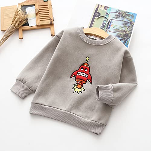 Kids Childr Toddler Boys Girls Cute Cartoon Embroidery Long Sleeve Thick Pullover Sweatshirt Less Talk More Walk2
