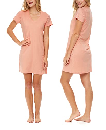Image of Sexy Basics Women's Soft & Flowy V-Neck Long Shirt | 24 /7 Nightwear-Sleepwear T Shirt | Multi-Packs & Colors