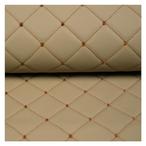 Polipiel para Asiento De Coche Muebles Tela Grano Cuero por Tapizar,Cubierta Los Asientos, Reparación Los Muebles -Cuadrícula diamante 140cm(Beige,1.4X6m)
