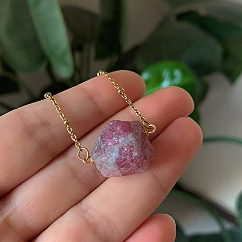 Collier en quartz rose et minéraux bruts QHQQXN pour offrir