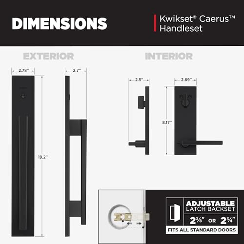 Image of Kwikset Caerus French Double Entry Door and Dummy Handleset Bundle, Matte Black, Exterior with Interior Reversible Handle, SmartKey Re-Key Security, with KwikSlide Technology