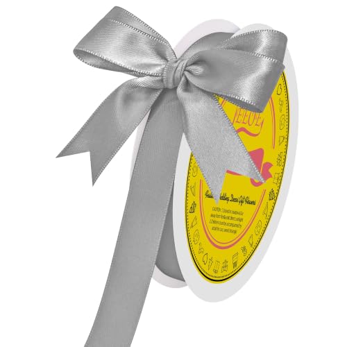 Image of Double Face Silver Satin Ribbon 5 /8 inch X 50 Yards Polyester Silver Ribbon for Gift Wrapping Very Suitable for Weddings Party Invitation Decorations and More
