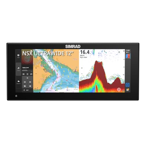 Simrad 000-16216-001 NSX Ultrawide 3012UW Smart Chartplotter/Fishfinder/MFD w/Active Imaging 3-in-1 Transducer and C-MAP Discover X Chart 12 Inch Display Black