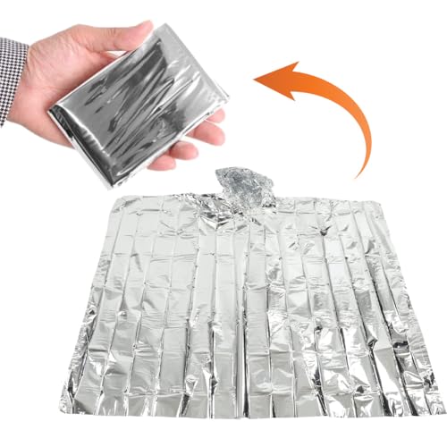 Image of Tiiyee Emergency Blanket, Mylar Thermal Blanket Emergency Silver Foil Rain Poncho with Hood for Outdoors Travel Hiking Camping Body Warmer First Aid Metallized Covering Sheet Survival Rescue Gear