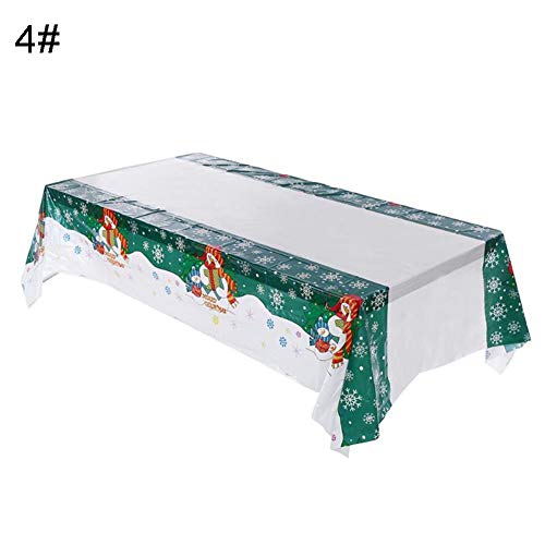 FafSgwq 110x180cm Waterproof Santa Snowman Tablecloth Christmas Dinner Table Cover Decor Garden Furniture Accessories 4#