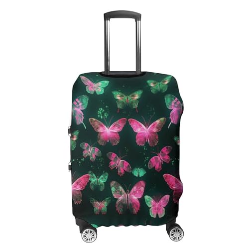 Neon Butterfly Suitcase Covers Luggage Protector - Travel Elastic Baggage Case Protective, Washable Anti-scratch Large Suit Case Cover for Suitcases Fits 19-32 Inch Luggages S4