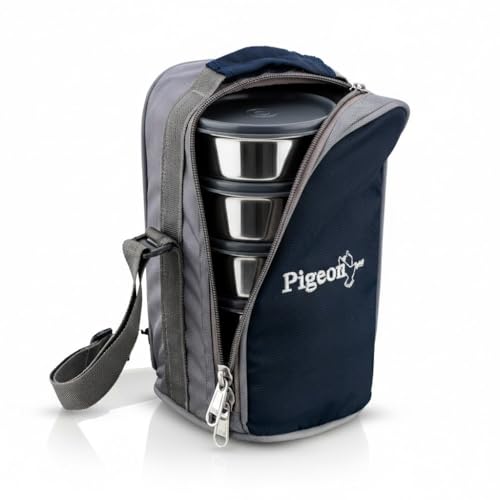 Image of Pigeon Vibe 4 Stainless Steel Lunchbox |SS Tiffin Box with Leak-Proof Airtight Lid | Steel Lunch Box for School, College, Office, Travel, Outdoor