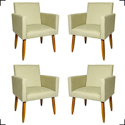Kit 4 Poltronas Para Sala Decorativas Nina Cadeiras Reforçadas Confortáveis Para Recepção Manicure S