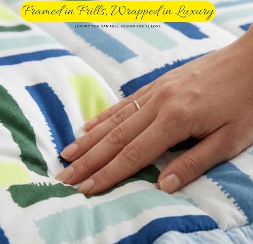 Image of VAS COLLECTIONS Cloud Cotton Reversible AC Comforter for Double Bed (88x90 Inch) 220 GSM Lightweight Quilt /Duvet /Dohar with 2.5 Inch Frill Border, Super Soft All Season Blanket (Blue, Yellow)