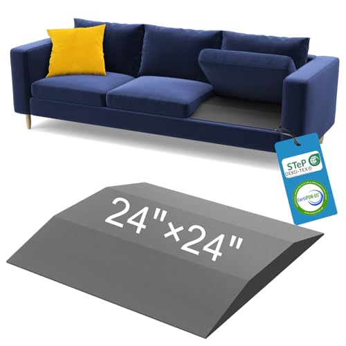 Image of Couch Cushion Support for Sagging Seat - 24 inch x 24 inch High-Density Trapezoid 35D Foam Sofa Cushion Supports, Couch Supporter for Under The Cushions, Grey Set of 1