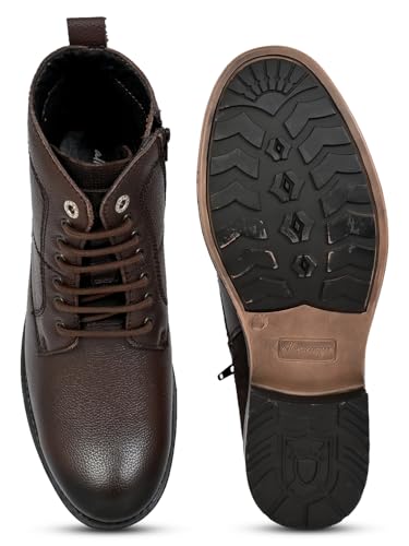 Image of Allen Cooper Genuine Premium Leather Luxury Memory Foam High-Top Ankle Boots Shoes For Men(962|Black|Size-6,7,8,9,10)