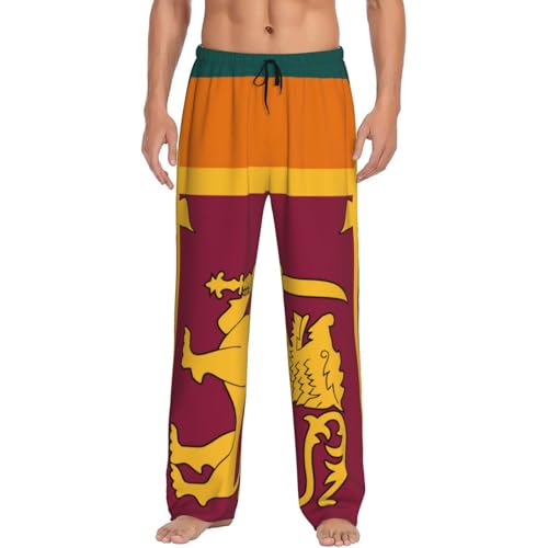 Pantalon de pyjama pour homme imprimé Sri Lanka noir grande taille XXXL
