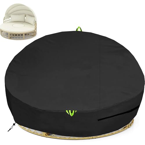 Outdoor Daybed Cover Waterproof, 600D Round Patio Sofa Cover, Heavy Duty Outdoor Canopy Daybed Sofa Cover - Ø75