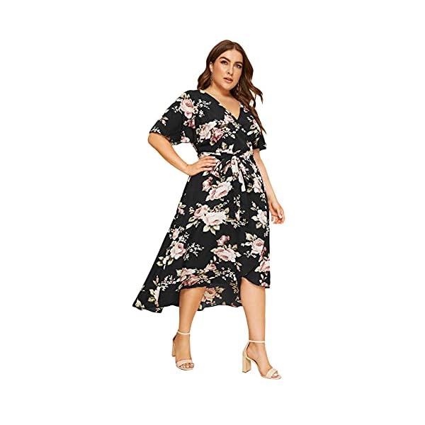 Milumia-Plus-Size-Women-Empire-Waist-Asymmetrical-High-Low-Bohemian-Maxi-Dress Milumia Women Floral Print Boho Asymmetrical High Low Maxi Wrap Dress
