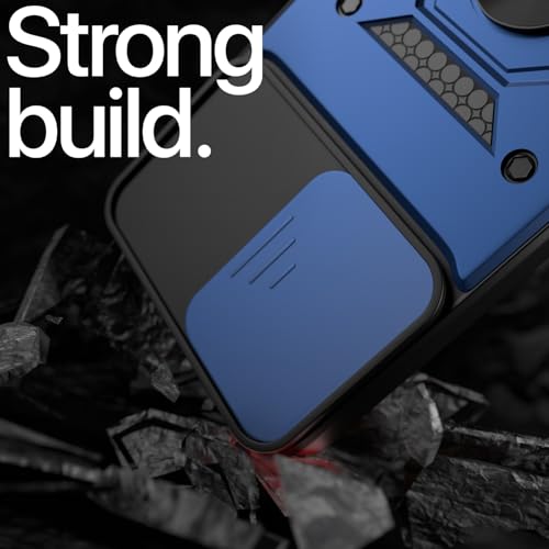 Image of Pikkme D10 Tough Armor Bumper Case | 360 Protection Case | Sliding Camera Shield Cover & Ring Holder Stand Back Cover for CMF by Nothing Phone 1 (Blue)