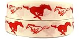 Classic Car Mustang Logo 1' Wide Repeat Ribbon Sold in Yards - USA Seller (1 Yard)