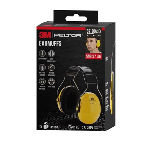 3M Peltor Optime I Ohrenschützer H510A, leichter Gehörschutz mit weichen Kissen, Gehörschutz gegen Geräuschpegel im Bereich von 87-98 dB (SNR 27dB), gelb, 1er Pack (Verpackung kann variieren), 25