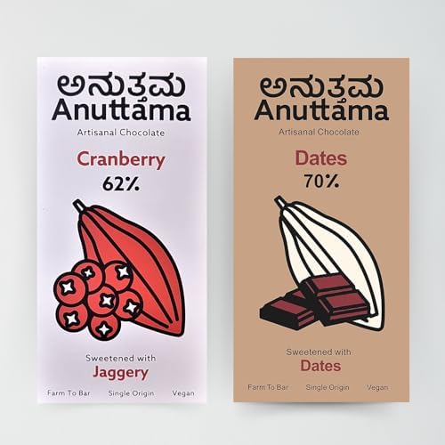 ANUTTAMA Dark Chocolate (50gx 2) | 70% Cocoa & 62% Cocoa | Handmade Chocolate | Dark Chocolate Bar | No Artificial Flavours and Colors | Natural Chocolate Bar | Combo of Date & Cranberry (B0CKLK1S5V) Amazon Price History, Amazon Price Tracker