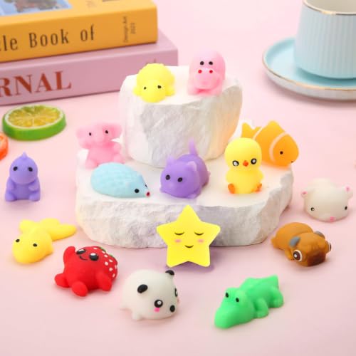 Image of 60 Pack Mochi Squishy Toys, Kawaii Mini Animal Squishies for Kids Treasure Box Classroom Prizes Birthday Party Favors Goodie Bag Stuffers Pinata Easter Egg Fillers Sensory Fidget Toys Xmas Gift