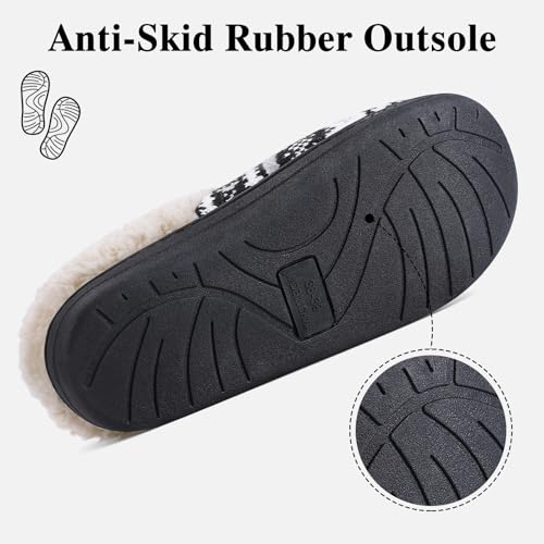 Image of Evshine Warm Knit House Slippers for Women Comfy Wool-Like Lined Chenille Slippers with Memory Foam and Indoor Outdoor Soles