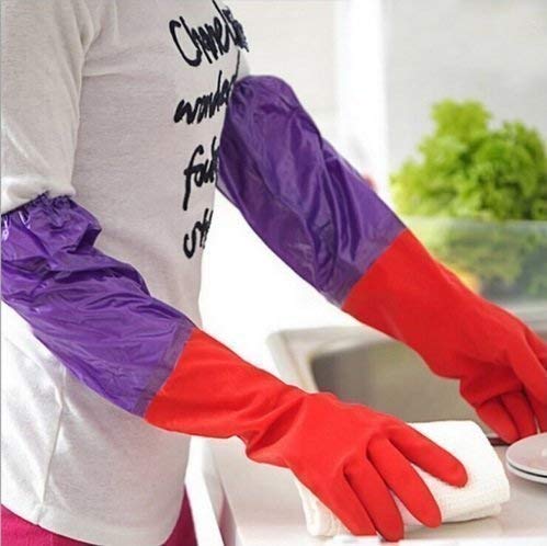 EAYIRA Flock Lined Latex Rubber Reusable Household Kitchen Long Elbow Length Gloves (Free Size) Colour May Vary, Pair of 1 (B08B666MS9) Amazon Price History, Amazon Price Tracker