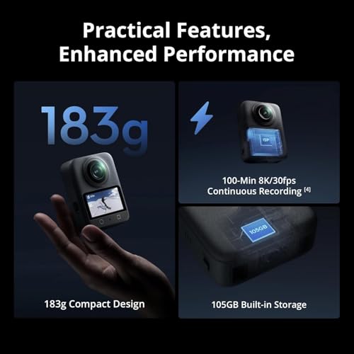 Image of DJI Osmo 360 Vortex Combo, 360 Action Camera with 1-Inch 360 Imaging, Native 8K 360 Video, 4K /120fps & 170 Boost Video, Vortex Rotating Handle for Bullet-Time Effect