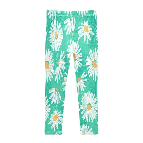 Toddler Girls Leggings Printed Yoga Pants Leggings Green White Daisy for Kids2