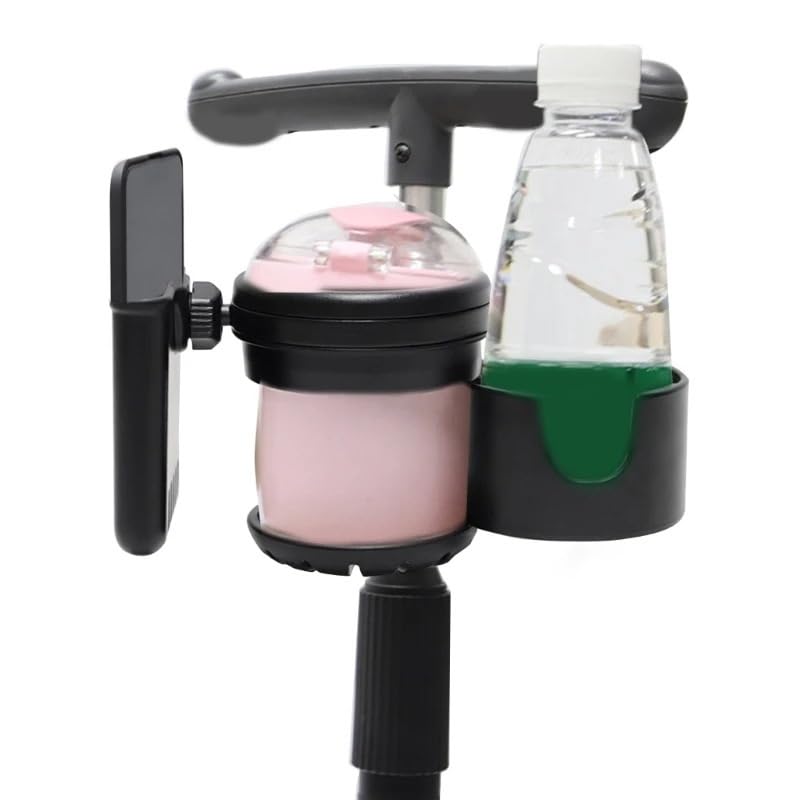 Convenient Drink Coffee Cup Holder with Phone Storage Phone Stand Compatible with Stroller(Black)
