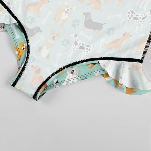 Image of Girls One Piece Swimsuit Cute Alpacas Hearts Stars Ruffles Swimwear Bathing Suits 3-12 Years