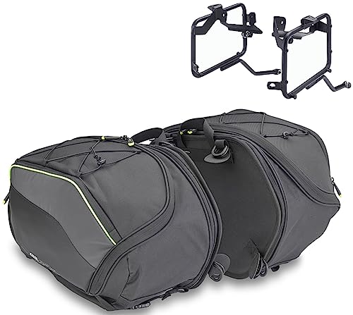 MOTOTOPGUN givi easy-t ea127+tr2148 borse laterali + attacchi 30 litri compatibile con yamaha tracer 700 2020 2021 2022