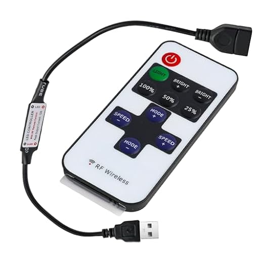 DC5-24V 11 Teclas Mini RF USB, Tira LED USB, Controlador LED RF Inalámbrico, Regulador de Intensidad para Tiras LED Monocromáticas, Mando a Distancia con 11 Teclas, Atenuador de Brillo, Alcance de 30m | Ya disponible en tu tienda friki favorita! En mundofriki.es!