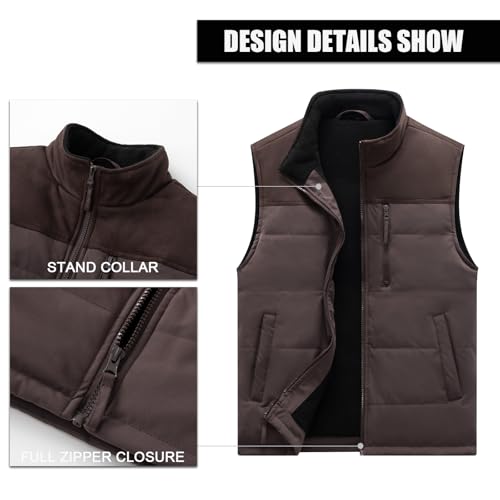 Image of Msmsse Men's Outerwear Vests Winter Quilted Padded Vest Gilet Stand Collar Warm Puffer Vest